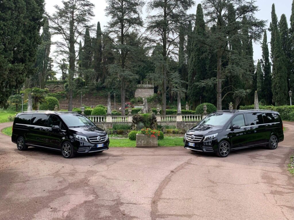 Due furgoncini Mercedes Benz parcheggiati